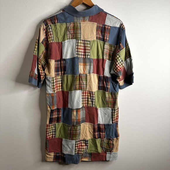 Vtg Orvis Polo Shirt Mens Large Patchwork Plaid Colorblock Madras Preppy Casual - Picture 7 of 9